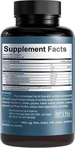 Omega-3 Supreme 1400 mg Wild Alaskan Fish Oil | IFOS Certified EPA DHA, Sustainable, Burpless, Veg Enteric Coated for Absorption (3 Mo Supply,180 Softgels) in Saudi Arabia