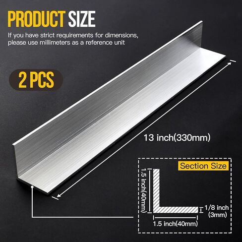 13Inch Aluminum Angle Stock, 3" x 3"x 1/4" Angle Aluminum 6061, T6511 Mill Stock 1/4" Thick 1PCS in Kuwait