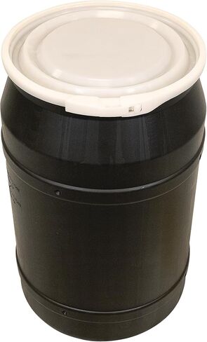 Eagle 55 Gallon Barrel Drum with Metal Lever Lock Ring, 36.38 Inches H x 22.5 Inches W, Black, 1656MBLK in Kuwait