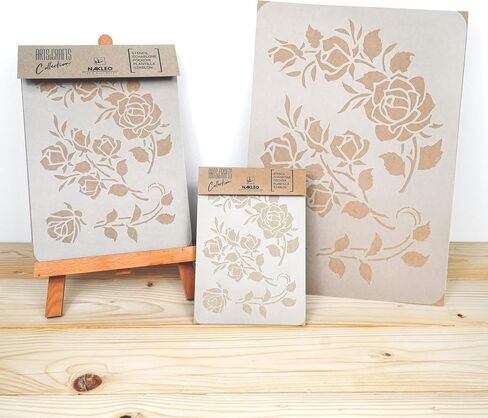 NAKLEO DIY Reusable Plastic Stencil - 21x30cm / 8.3" x 11.7" - Flowers Mini Border - Art Craft Wall Painting Pattern Template Scrapbooking Decoupage - Fabric Furniture Wood in Kuwait