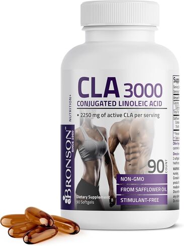 برونسون CLA 3000 قوة عالية للغاية تدعم التحكم الصحي في الوزن، كتلة العضلات الهزيلة، حمض اللينوليك المترافق غير المحفز، 120 كبسولة هلامية in Saudi Arabia