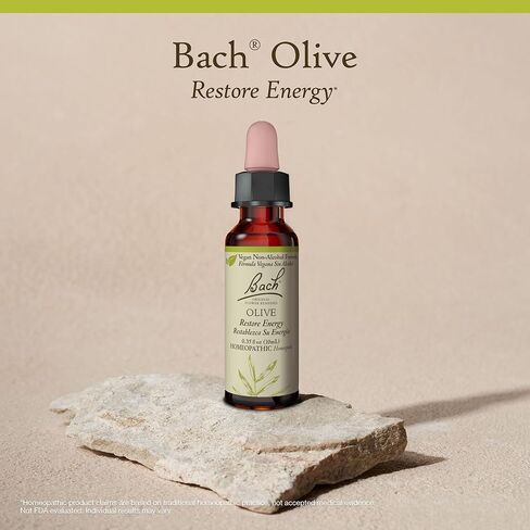 علاجات زهرة باخ الأصلية، زيتون للطاقة (تركيبة غير كحولية)، جوهر زهرة المعالجة المثلية الطبيعية، عافية شاملة وتخفيف التوتر، نباتي، قطارة 10 مل in Kuwait