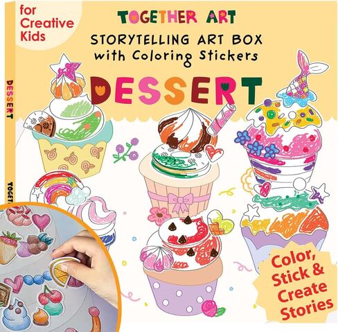 Together Art Designing & Coloring Art Box: Dessert, 300+ Coloring Stickers, (7 Background Sheets & 7 Sticker Sheets, One Bonus Sticker Sheet), Included 16 Crayons, for Kids and The Whole Family in Saudi Arabia