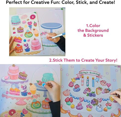 Together Art Designing & Coloring Art Box: Dessert, 300+ Coloring Stickers, (7 Background Sheets & 7 Sticker Sheets, One Bonus Sticker Sheet), Included 16 Crayons, for Kids and The Whole Family in Saudi Arabia