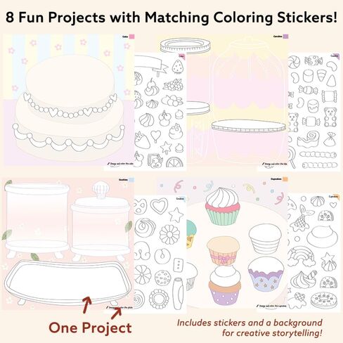 Together Art Designing & Coloring Art Box: Dessert, 300+ Coloring Stickers, (7 Background Sheets & 7 Sticker Sheets, One Bonus Sticker Sheet), Included 16 Crayons, for Kids and The Whole Family in Saudi Arabia