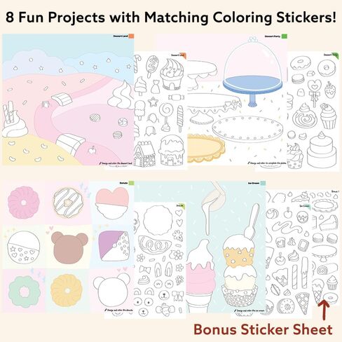 Together Art Designing & Coloring Art Box: Dessert, 300+ Coloring Stickers, (7 Background Sheets & 7 Sticker Sheets, One Bonus Sticker Sheet), Included 16 Crayons, for Kids and The Whole Family in Saudi Arabia