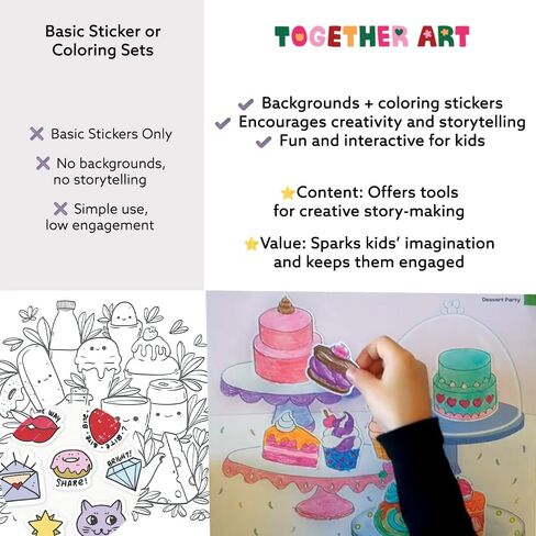 Together Art Designing & Coloring Art Box: Dessert, 300+ Coloring Stickers, (7 Background Sheets & 7 Sticker Sheets, One Bonus Sticker Sheet), Included 16 Crayons, for Kids and The Whole Family in Saudi Arabia