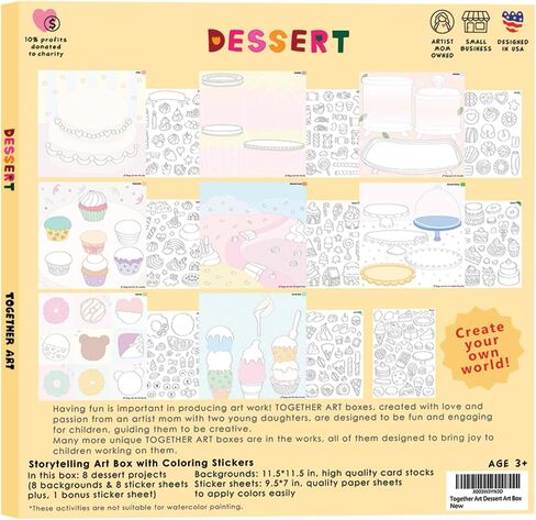 Together Art Designing & Coloring Art Box: Dessert, 300+ Coloring Stickers, (7 Background Sheets & 7 Sticker Sheets, One Bonus Sticker Sheet), Included 16 Crayons, for Kids and The Whole Family in Saudi Arabia