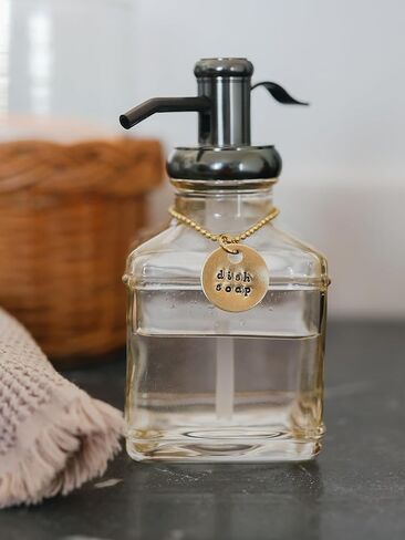 ملصقات موزع الصابون 3 قطع - مجموعة علامات زجاجة اليد والطبق والغسول - نحاس أو ألومنيوم مختوم يدويًا، لون فضي أو ذهبي - تنظيم حمام الضيوف والمطبخ (اليد، الطبق، اللوشن (النحاس)) in Kuwait