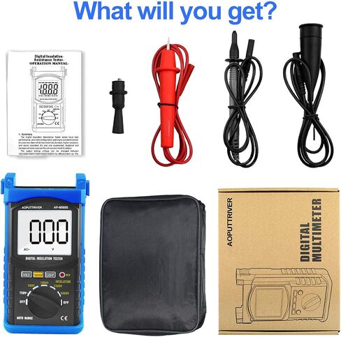 Digital Insulation Resistance Tester, 1999 Counts Megohmmeter Big LCD Display DCV ACV Megohm Meter DC250/500/1000V AC750V, 200MΩ~2000MΩ Resistance Testing with Data Hold Backlit for Motor Cables in Kuwait
