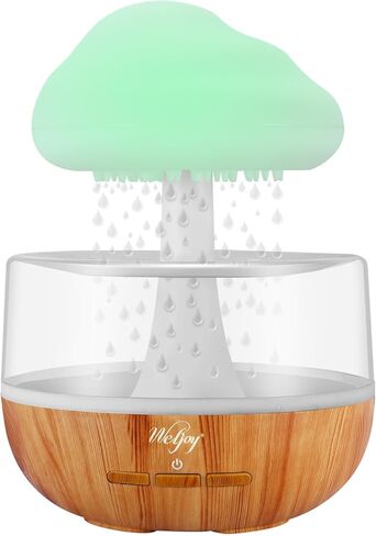 Weljoy Zen Raining Cloud Night Light Aromatherapy Essential Oil Diffuser Micro Humidifier Desk Fountain Bedside Sleeping Relaxing Mood Water Drop Sound (White) in Kuwait