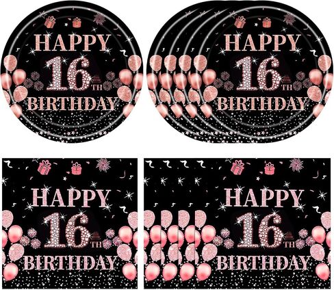 40PCS 100th Birthday Decorations for Women Vintage 1924 Disposable Paper Plates and Napkins Party Supplies for Girls Women in Kuwait
