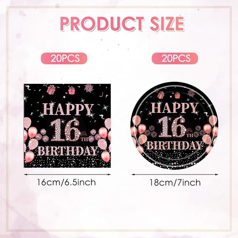 40PCS 100th Birthday Decorations for Women Vintage 1924 Disposable Paper Plates and Napkins Party Supplies for Girls Women in Kuwait