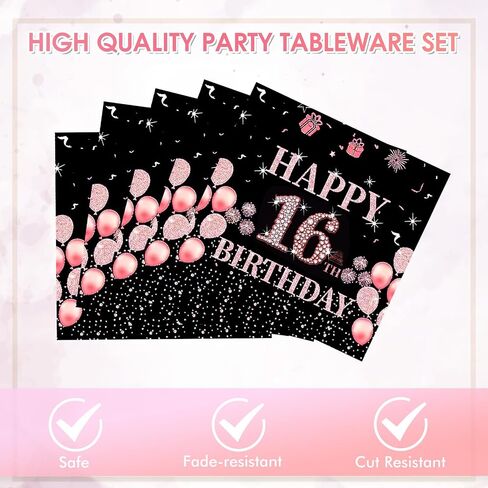 40PCS 100th Birthday Decorations for Women Vintage 1924 Disposable Paper Plates and Napkins Party Supplies for Girls Women in Kuwait