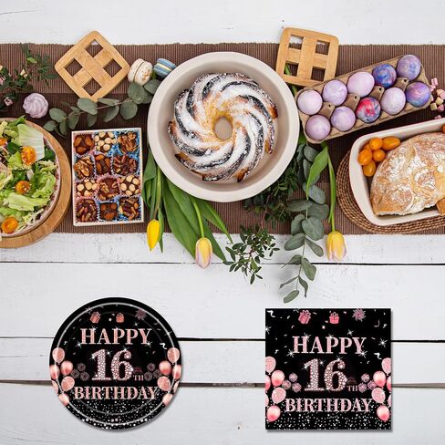 40PCS 100th Birthday Decorations for Women Vintage 1924 Disposable Paper Plates and Napkins Party Supplies for Girls Women in Kuwait