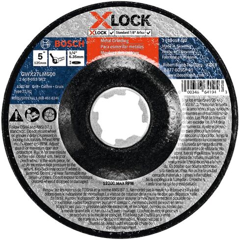 بوش GWX27LM450 4-1/2 بوصة. × 1/4 بوصة. عجلة جلخ معدنية من X-LOCK 30 حبيبة متوافقة مع 7/8 بوصة. Arbor Type 27 للتطبيقات في طحن المعادن in Kuwait