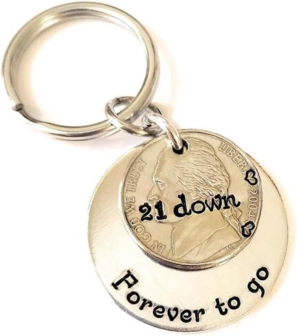 هدية الذكرى السنوية الحادية والعشرين مع سلسلة مفاتيح نيكل 21 تقليدية 2002 Down and Forever To Go in Saudi Arabia