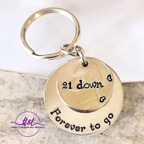 هدية الذكرى السنوية الحادية والعشرين مع سلسلة مفاتيح نيكل 21 تقليدية 2002 Down and Forever To Go in Saudi Arabia