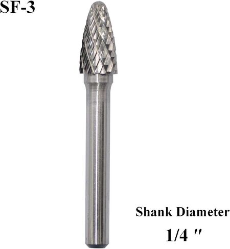 SF-5 Tungsten Carbide Burr Rotary File Tree Shape Radius End Shape Double Cut for Die Grinder Drill Bits 1/4'' Inch Diameter of Shank and 1/2'' Inch Diameter of Cutter 1'' Inch Cutter Length in Kuwait