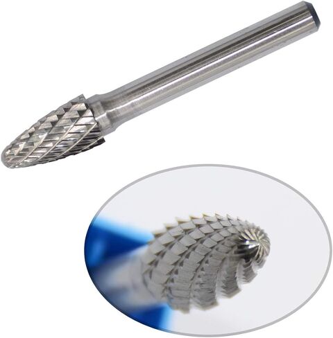 SF-5 Tungsten Carbide Burr Rotary File Tree Shape Radius End Shape Double Cut for Die Grinder Drill Bits 1/4'' Inch Diameter of Shank and 1/2'' Inch Diameter of Cutter 1'' Inch Cutter Length in Kuwait