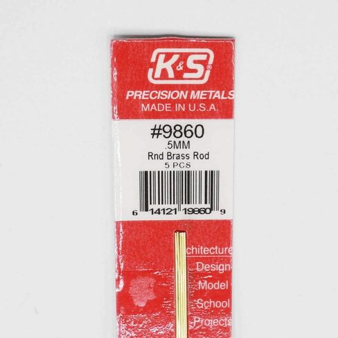 K&S 9867 Round Brass Rod, 4mm OD x 300mm Long, 3 Pieces, Made in The USA in Saudi Arabia