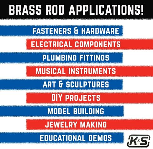K&S 9867 Round Brass Rod, 4mm OD x 300mm Long, 3 Pieces, Made in The USA in Saudi Arabia