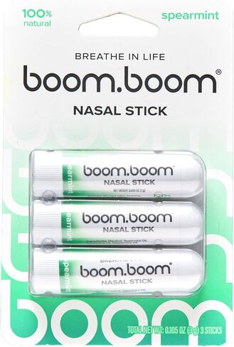 Boom Boom Nasal Stick (4 Pack) | Boosts Focus + Enhances Breathing | Provides Fresh Cooling Sensation | Aromatherapy Inhaler Made with Essential Oils + Menthol (Mint, Wintermint, Tropical, Lavender) in Kuwait