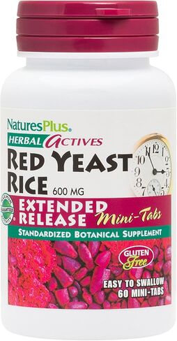 NaturesPlus Herbal Actives Red Yeast Rice, Extended Release - 600 mg, 60 Mini Tablets - Herbal Supplement - Vegan, Vegetarian, Gluten-Free - 30 Servings in Kuwait