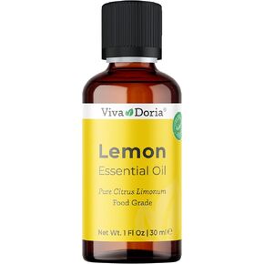Viva Doria 100% Pure Lemon Essential Oil, Undiluted, Food Grade, USA Lemon Oil, 30 mL (1 Fl Oz)