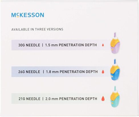 McKesson Safety Lancet, Retractable, Pressure-Activated Finger Device, Sterile - Ideal for Blood Testing - Single Use, 30 Gauge, 1.5mm Depth, 100 Count, 1 Pack in Kuwait