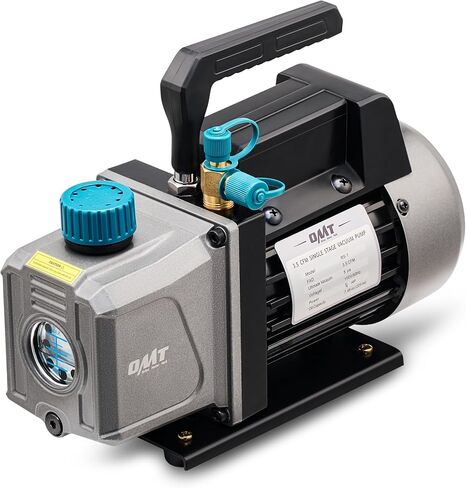 OMT 3.5cfm Vacuum Pump, 1 Stage HVAC Vacuum Pump for R12 R22 R134a R410a Systems, Small 1/4hp 38 Micron Vacuum Pump for Air Conditioner Servicing Resin Degassing and More, Oil Included in Saudi Arabia