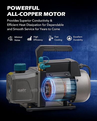 OMT 3.5cfm Vacuum Pump, 1 Stage HVAC Vacuum Pump for R12 R22 R134a R410a Systems, Small 1/4hp 38 Micron Vacuum Pump for Air Conditioner Servicing Resin Degassing and More, Oil Included in Saudi Arabia