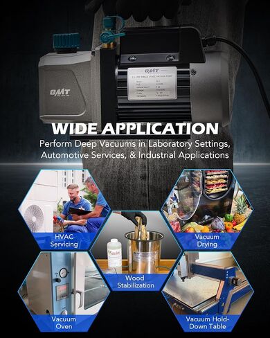 OMT 3.5cfm Vacuum Pump, 1 Stage HVAC Vacuum Pump for R12 R22 R134a R410a Systems, Small 1/4hp 38 Micron Vacuum Pump for Air Conditioner Servicing Resin Degassing and More, Oil Included in Saudi Arabia