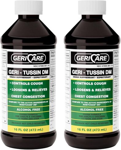 Geri-Tussin, Sugar Free, Alcohol Free, Cold and Cough Relief, Guaifenesin Syrup 100 mg/ 5 mL, 16 oz in Kuwait