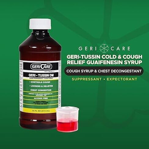 Geri-Tussin, Sugar Free, Alcohol Free, Cold and Cough Relief, Guaifenesin Syrup 100 mg/ 5 mL, 16 oz in Kuwait