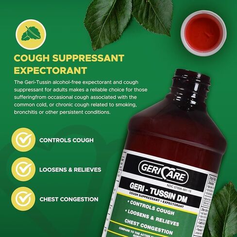 Geri-Tussin, Sugar Free, Alcohol Free, Cold and Cough Relief, Guaifenesin Syrup 100 mg/ 5 mL, 16 oz in Kuwait