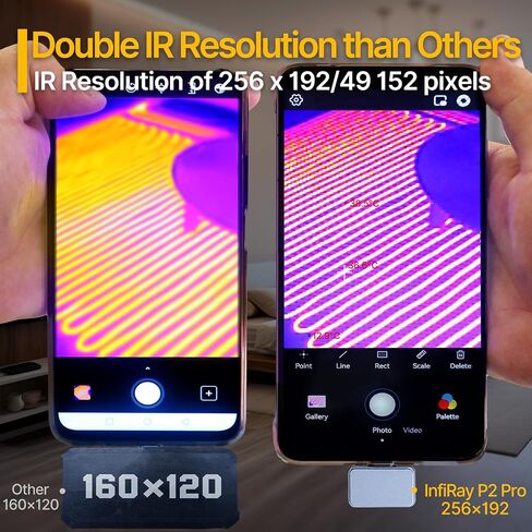 InfiRay P2 Pro Thermal Camera for iPhone, Thermal Imager with Magnetic Macro Lens, 256x192 IR High Resolution, -4℉ to 1112℉ Temperature Range, 9g Smallest Thermal Imaging Camera with 40mk for iOS in Saudi Arabia