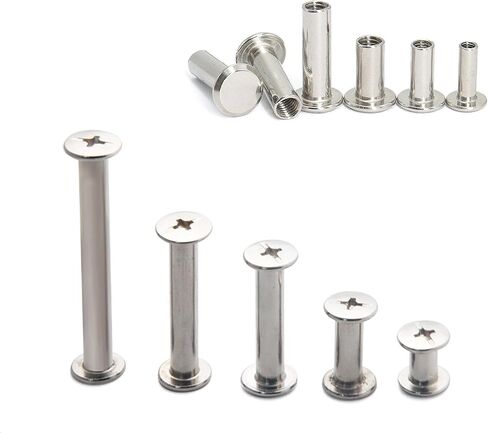 SCXCLY 120pcs Chicago Screws Binding Screw Posts Assortment Kit, 6 Sizes(M5 x 6/10/15/25/30/45mm), Carbon Steel Nickel-Plated in Kuwait