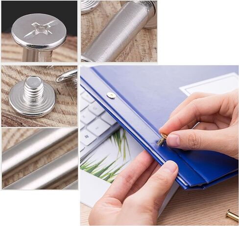 SCXCLY 120pcs Chicago Screws Binding Screw Posts Assortment Kit, 6 Sizes(M5 x 6/10/15/25/30/45mm), Carbon Steel Nickel-Plated in Kuwait