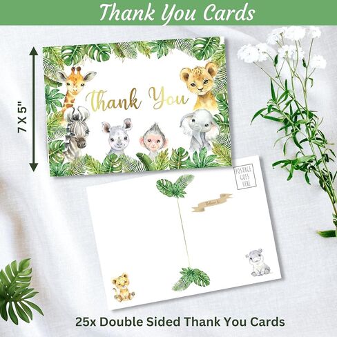 127 Pc Woodland Baby Shower Invitations For Boy And Girl With Envelopes, Baby Thank You Cards, Book Request Cards, Diaper Raffle Tickets & Sign, Guess How Many Baby Shower Game -25 Guest Set in Saudi Arabia