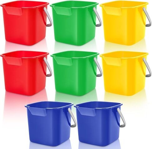 8 Pcs Red Sanitizing Bucket 3 Quart Cleaning Bucket Small Detergent Square Bucket, Spout and Handle Plastic Utility Cleaning Pail for Kitchen School Home Offices Commercial Use in Saudi Arabia
