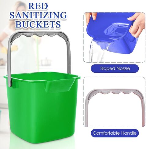 8 Pcs Red Sanitizing Bucket 3 Quart Cleaning Bucket Small Detergent Square Bucket, Spout and Handle Plastic Utility Cleaning Pail for Kitchen School Home Offices Commercial Use in Saudi Arabia
