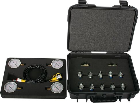 مجموعة اختبار الضغط الهيدروليكي UCYHINMEY، مجموعة اختبار قياس الضغط الهيدروليكي مع 4 أجهزة قياس و10 وصلات وموصل سريع و3 خراطيم للحفارة in Kuwait