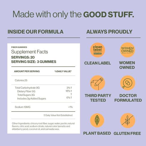 Hilma Prebiotic Fiber Gummies – Daily Fiber Supplement Gummies for Adults – Supports Gut Health & Promotes Regularity – Citrus & Berry Natural Flavor – FSA Eligible, 60 Count in Kuwait