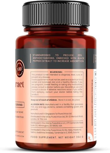 Bilberry Extract 10,000mg x 180 Tablets (6 Months Supply)- 10X More anthocyanidin Plus 5mg Black Pepper per Tablet in Saudi Arabia