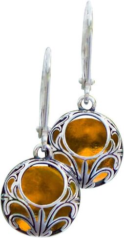 Recycled Vintage 1960's Green Beer Bottle Glass and Sterling Silver Vintage Lace Lever Back Earrings in Saudi Arabia