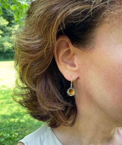 Recycled Vintage 1960's Green Beer Bottle Glass and Sterling Silver Vintage Lace Lever Back Earrings in Saudi Arabia