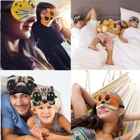 12 Pack Cute Animal Funny Sleep Eye Mask for Sleeping Cat Dog Soft Plush Blindfold Sleep Masks Eye Cover Eyeshade for Kids Girls Men Women Plane Travel Nap Night Sleeping in Saudi Arabia