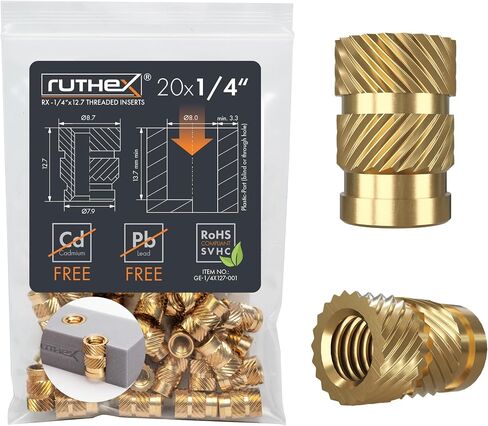 ruthex M3 Threaded Inserts Short - 100 Pieces RX-M3Sx4.0 Brass Heat Set Insert for Plastic Parts - Metric knurled Nuts - Insert by Heat into 3D Printing Components in Saudi Arabia