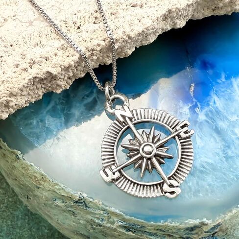 Compass Necklace Sterling Silver, Enjoy the Journey, Travel Necklace, Graduation Gift Necklace,18 Inches in Saudi Arabia